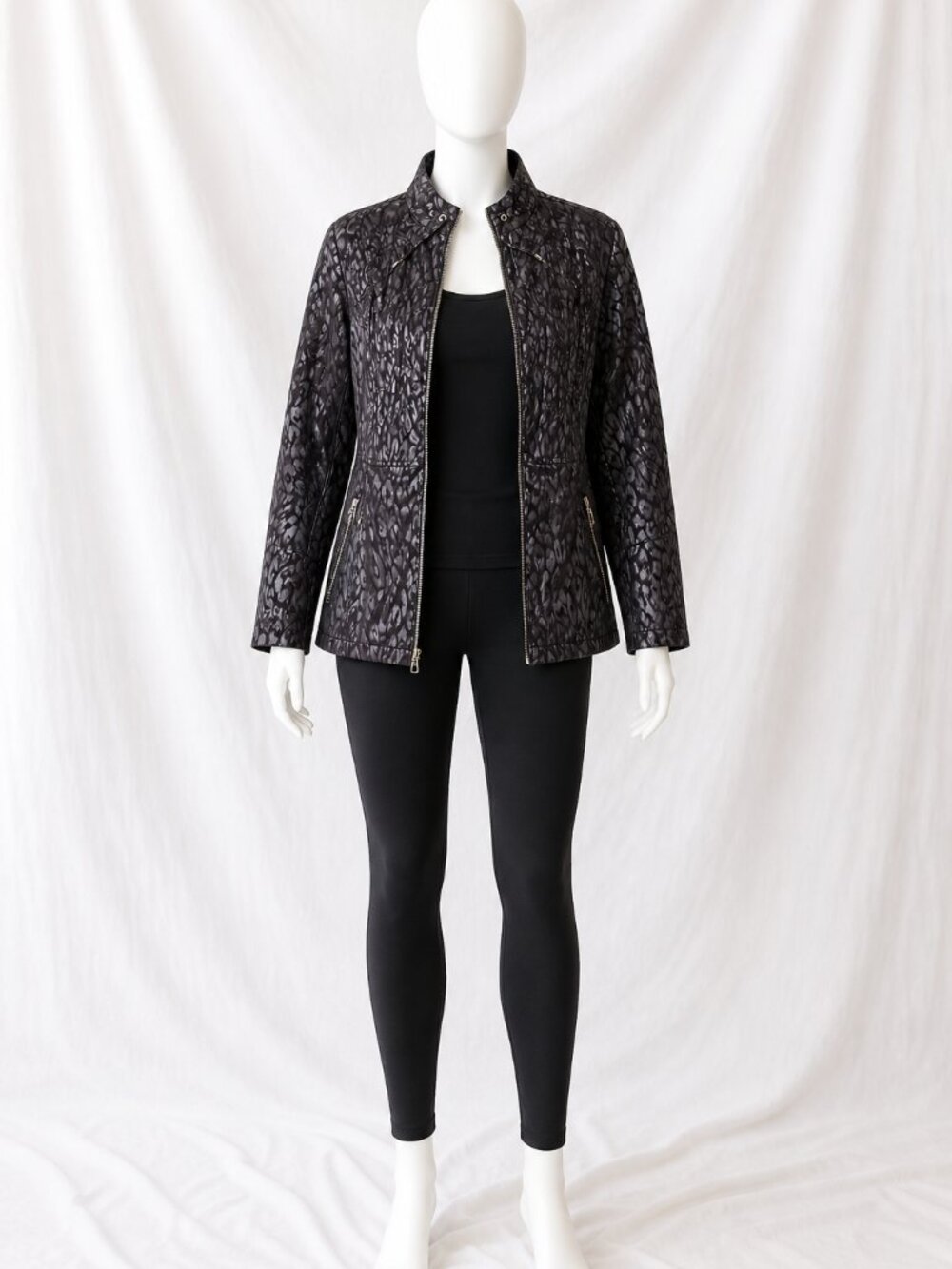 NWOT Zenergy by Chico's Brown Abstract Animal Print Workout Jacket